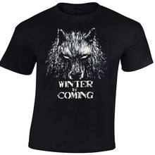 Men’s Novelty Fashion Animal T-shirts Game Of Thrones Direwolf Winter Is Coming T-Shirt 100% Cotton Short Sleeve Tee Euro Size
