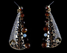 Elegant Lady’s crystal Drop Earrings African style gold color grey stone fashion party earrings rhinestone earrings Gift