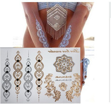 Hot gold tattoo stickers glitter tatoo Inspired Gold Silver Metallic Stickers tattooTemporary Tattoo Flash Tattoos Jewelry