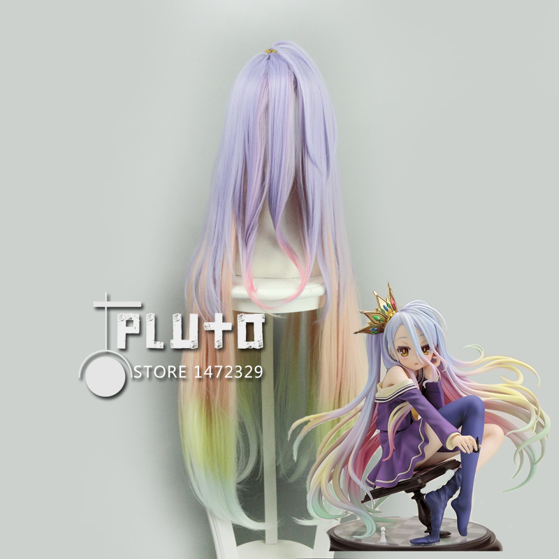 NO GAME NO LIFE Shiro Cos Wig Color Straight Long 100cm Hair Anime Cosplay  Wigs Pluto P375A