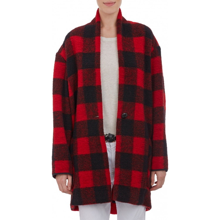 Fashion-Winter-2015-Isabel-Marant-Etoile-mint-midnight-checked-wool-blend-boucle-Garbie-V-neck-Oversized