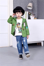 Spring New Kids Children Cool Military Boys and Girls Fashion Baby Windbreaker Jacket Kids Clothing Green Orange Cartoon Print