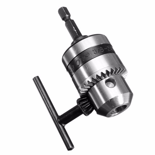 10mm Metal Stable Keyed Drill Chuck 1/4 Inch Hex Shank Connecting Chuck