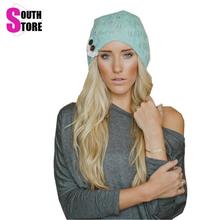 Southstore 2016 Winter Autumn Solid Fashion Knitted Beret Hat Blue Grey Black White Casual Bottons Caps for Women Boina Gorras