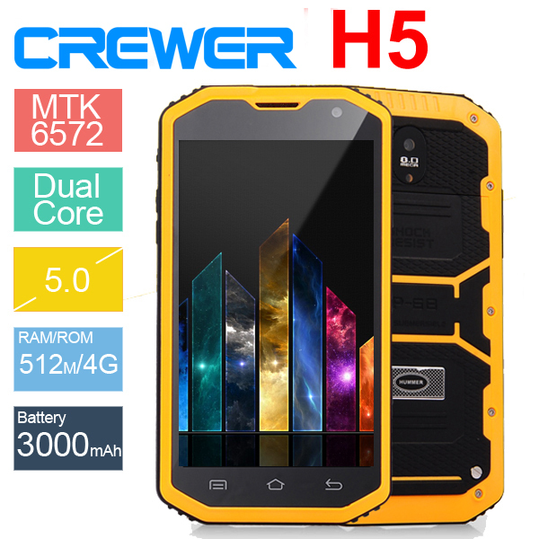 2015 Original CREWER H5 5 0 WaterProof Phone IP68 Dustproof Shockproof Android 4 4 MTK6572 512M