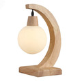 Modern Simple Bedroom Study Decorative Wood Table Lamp Nordic Art Creative Glass Lampshape Table Lights Free