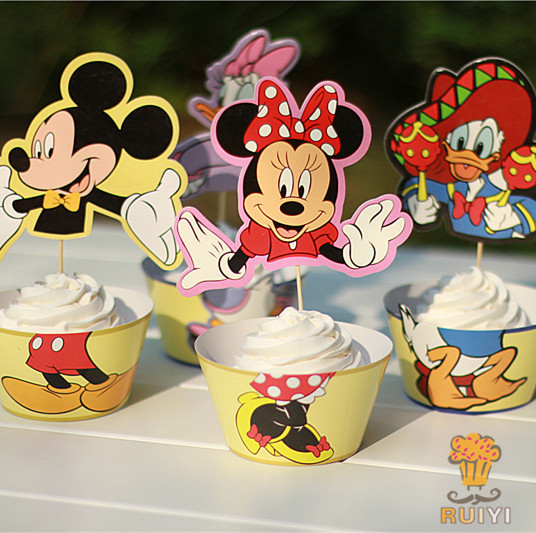 Hot Sale 96pcs Mickey And Minnie Mouse Donaldand Daisy Duck Cupcake