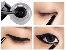 Free Shipping Cosmetic Set Black Liquid Eyeliner Waterproof Eye Liner Pencil Shadow Gel Eyeliner Makeup + Black Brush