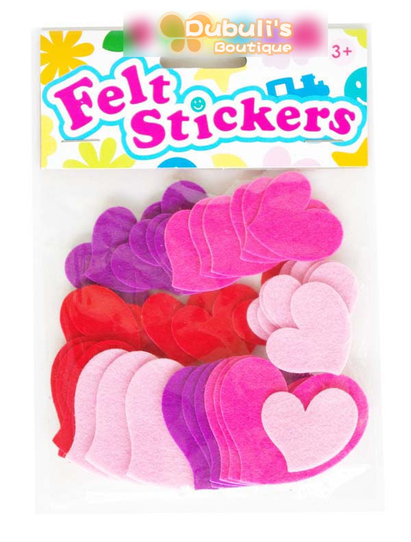 Heart Shape, Packed Felt Stickers, Approx 36 pcs/Pack Pre Cut Fabric