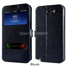 Top Quality View Window Flip Luxury PU Leather Case For Samsung Galaxy Note 2 II N7100