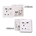 2A USB Outlets Wall Single Electric Plug Socket 1 Gang Built in USB Charger 110 250V