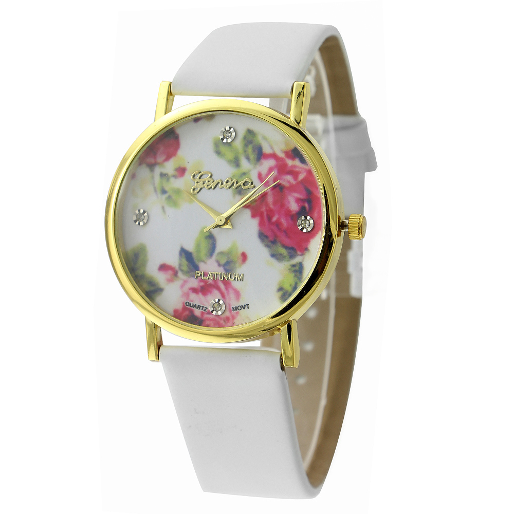 2014 New Fashion GENEVA Rose Flower Watches Women Dress Watch stylish women casual watch Quartz Watches orologio da polso