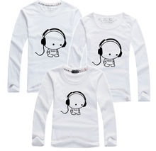 1 pc Music Long Tee Shirts 100% Cotton Family Couple T Shirt Cartoon Women Men Plus Size Kid Mother Good Quality Long T-Shirts