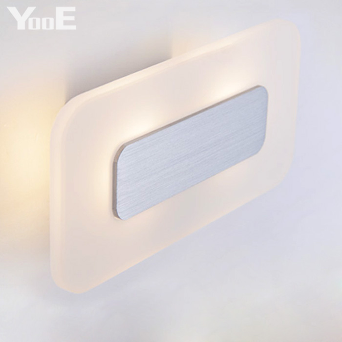 Indoor LED Wall Lamp  6W  AC110V/220V Rectangular Acrylic Lighting Sconce bedroom Warm White Decorate Wall Lights Free shipping