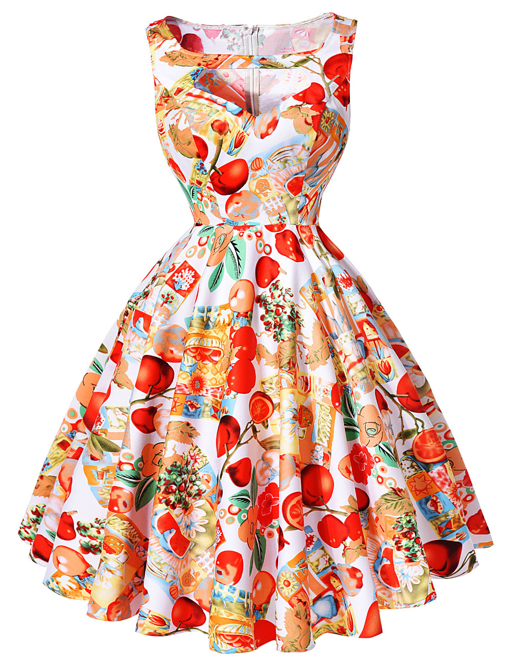 Sleeveless Cotton 50s 60s Vintage Rockabilly Dresses 2016 Hollowed Front Design Short Retro