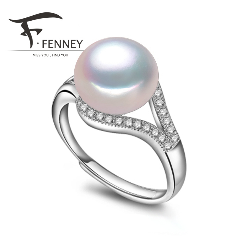 FENNEY 100 natural Pearl rings Drop Shape Natural Freshwater Pearl s925 Silver ring Free Shipping