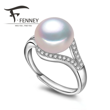 FENNEY 100% natural Pearl rings,Drop Shape Natural Freshwater Pearl s925 Silver ring Free Shipping