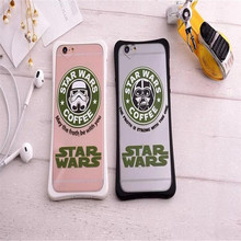 New arrive soft silicone TPU star wars 7 Coffee pattern Love hole Back cover Shell for iphone6/6s&6s plus 5.5inch phone cases