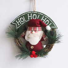 Christmas Decorations For Home Supplies Wreath Decoration Rattan Ring 20cm Santa Claus Snowman Christmas Ornaments Hanging 120g