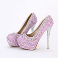 2016 New Handmade Fashion Purple Pearl Wedding Shoes Luxury Rhinestone Stiletto Heel Bridal Dress Shoes Evening
