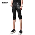 Rivet Punk Man Casual Shorts Fashion Slim Fit Short Trousers Summer Men Black White Shorts Stage