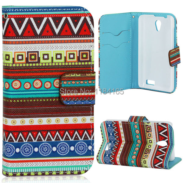 LEN-1225D_1_Multicolor Pattern Leather Case with Credit Card Slots Holder for Lenovo A319