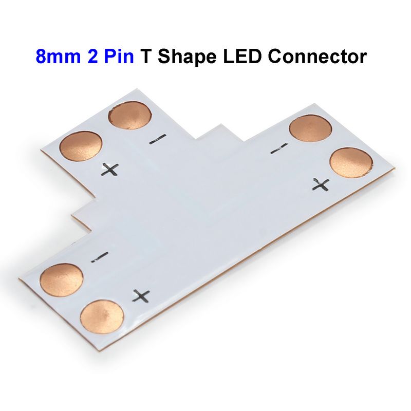 ( 500 pcs/lot ) 8mm 2 Pin 3528 LED Strip Connector Adapter T Shape For SMD 3528 3014 Single Color LED Strip Lights No Soldering