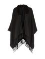 UK Famous Brand Ladies Oversize Capes Shawls Poncho With Fur Cameo Rose Black Faux Fur Trim