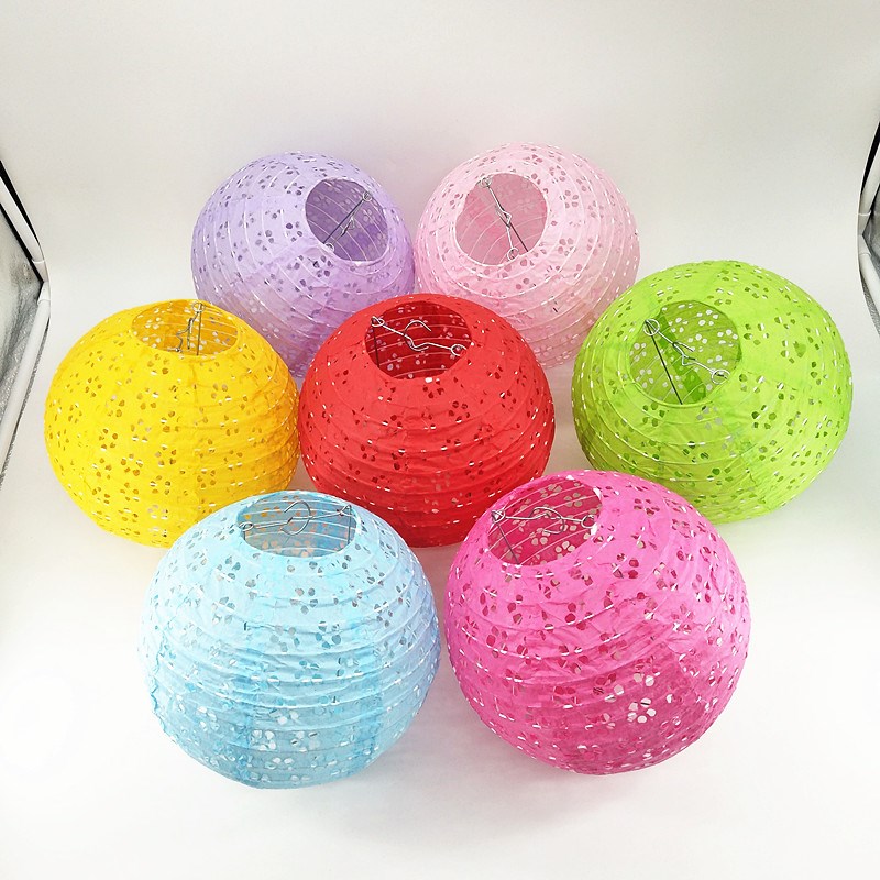 Description Picture 3 of item8/10/12/14 Inch Chinese Hollow out Paper Lanterns Wedding Lanterns Paper Lampshade Holiday Party Supplies Children DIY Lanterns