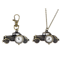 Hot-sale Retro Vintage Bubble Car Bats Quartz Watches Pocket Watch Key Ring Necklace Gift HB88