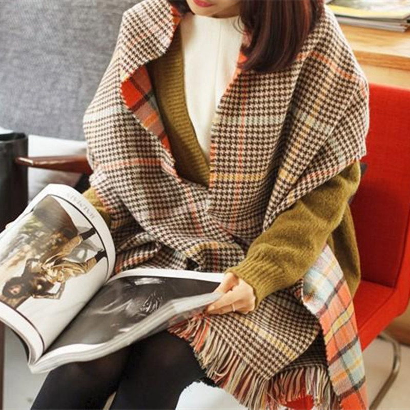 Plaid Winter Scarf Women Duplex font b Tartan b font Blanket Scarf High Quality Feminino Shawls