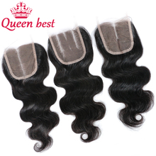 Brazilian Body Wave Lace Top Closure 4*4 Bleached Knots Human Hair Lace Wigs 100% Unprocessed Brazilian Closure Free Shipping