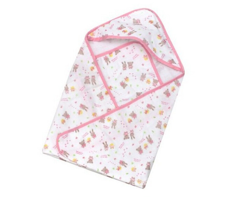 7070CM Cute Bear Winter Spring Baby Blankets Newborn Cotton Swaddle Brand Bedding Wrap Summer Infant Bathrobe Blue Pink (7)