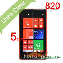 Ultra Clear LCD Screen Protector Guard Cover For Nokia Lumia 820 Protective Film (5pcs film + 5pcs cloth)