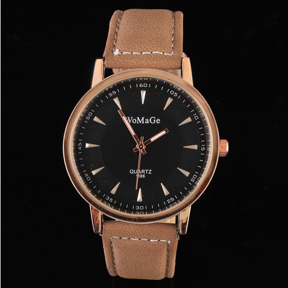 New Fashion Luxury Khaki Band Watch Gold and Sliver shell brown Leather unisex wristwatch Casual Men