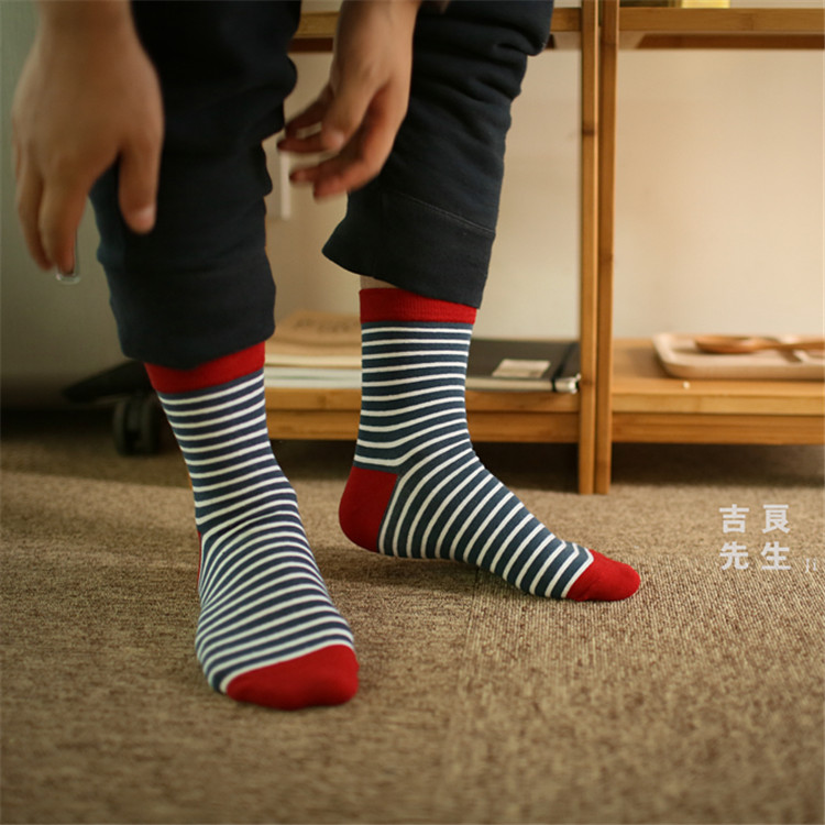 New Arrived Paragraph Male Brief Stripes Socks Casual Stripe Cotton Sock Color Block Autumn and Summer