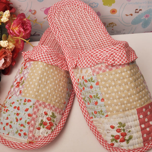 strawberry  cotton  home for shoes 100% cotton slippers fabric 100 Rustic   slippers women women's