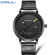 Top Brand CRRJU Men Watches Men s Quartz Hour Date Clock Male Leather Sports Watch Casual
