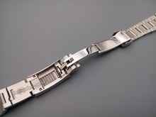 21mm Men strap high quality solid stainless steel watch band curved end deployment clasp buckle for