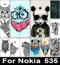 Cool Animal Cat Owl Giraffe Elephant Painted Phone Cases Hard Back Cover Case For Microsoft Nokia Lumia 535 Phone Bags Skin