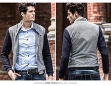 2014 New Style Autumn Winter Good Quality Pure Polyester Fashion City Handsome Patchwork Male Casual Jacket