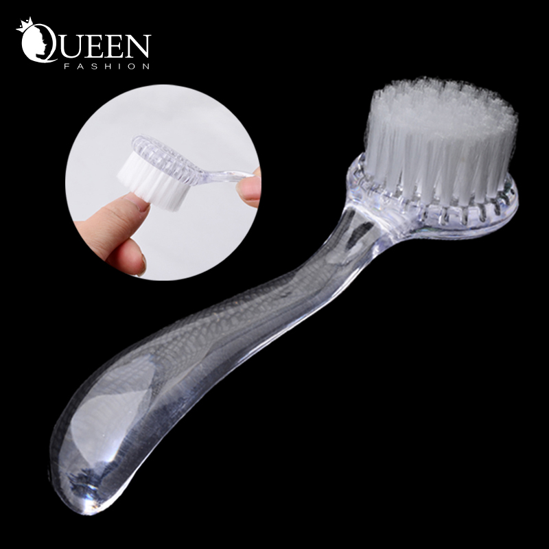 4pcs/lot  New Clear Plastic Nail Dust Clean Brush,Round Nail Art Make Up Washiong Brush with Cap,Manicure Pedicure Nail Tools