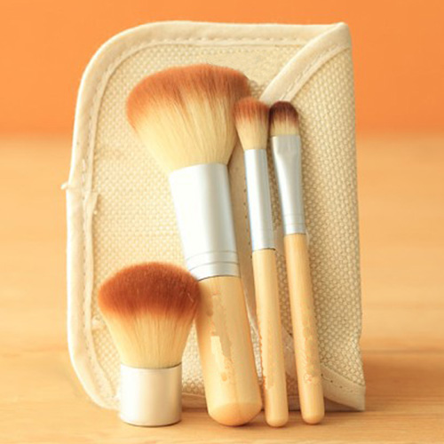 1set 4pcs Bamboo Elaborate Stipple Foundation brushes set eyeshadow Blending Pencil Concealer brush Makeup tool Cosmetic