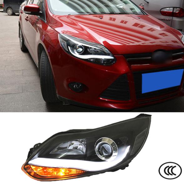 Car Styling Headlights For Ford foucs 3 2010 2011 2012 2013 2014 Bifocal lens Guiding light Best quality Free Shipping