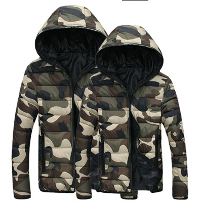 Lovers camouflage hooded men casual coat big yards down cotton jacket warm winter clothes men s