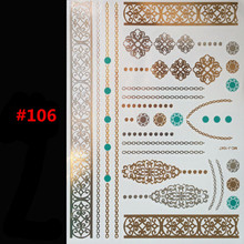 Latest design shimmering body art tattoo flash gold jewelry large temporary Arab tattoost sticker sleeve in India
