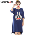 Women Nightgown Cartoon Cute Cotton Sleepwear Short Sleeve Night Dress Summer Sleepshirt Plus Size