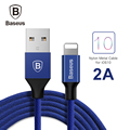 For iPhone Cable BASEUS 2A Cloth Mental USB Cable for iPhone 5s iphone 7 Charger Cable
