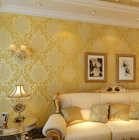 Damask Wallpaper Luxury Gold Foil/Bule/White/Beige Wall paper Roll Wallcoverings papel de parede