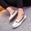 2016 round leather flat with shallow mouth fashion shoes leopard bow flat shoes Peas low to